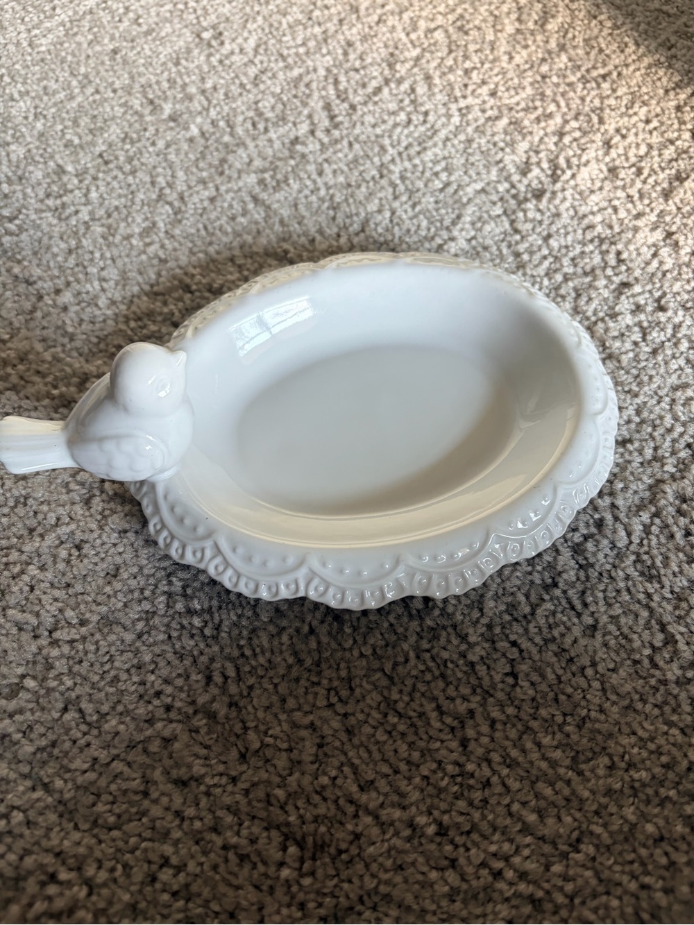White Decorative Ceramic Bird Dish
